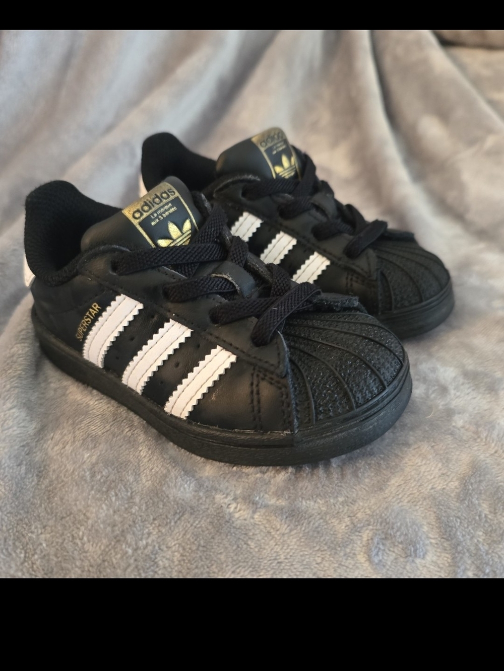 adidas Kids Superstar Sneakers in Black and White